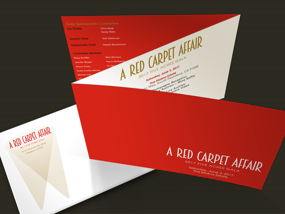 5 Acres, Five Acres, Red Carpet Invitation & Envelope, Z-Fold