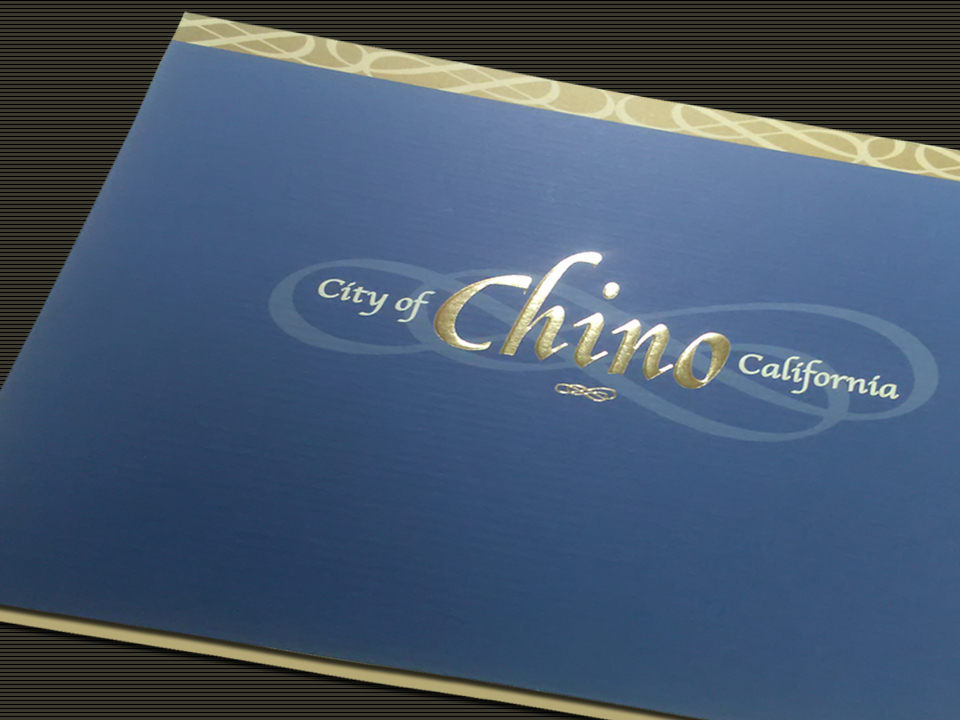 City of Chino, Award Certificate Folder with Embossing and Gold Foil