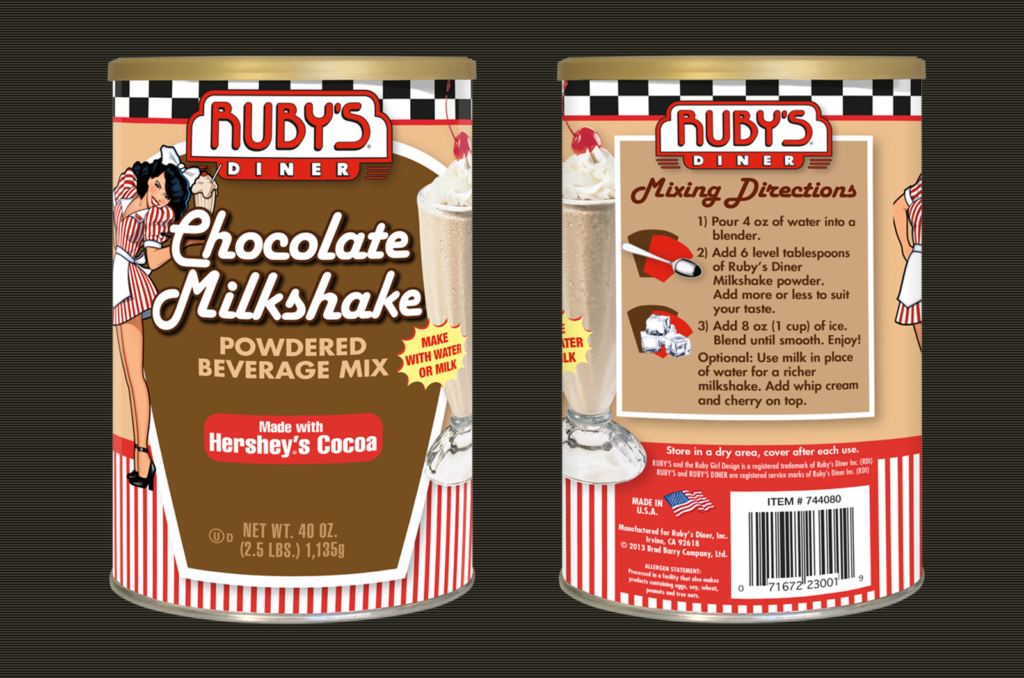 Graphic Design for Ruby's Chocolate Milkshake Can Label