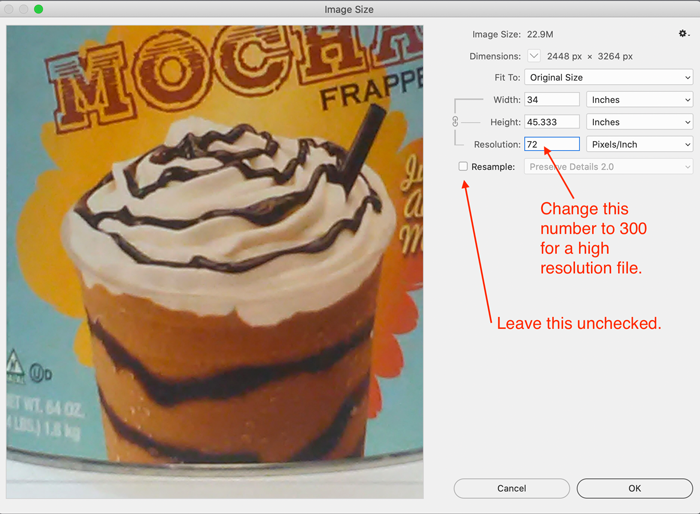 Change the pixels per inch to 300 ppi so that you can create a Photo Mockup in high resolution.