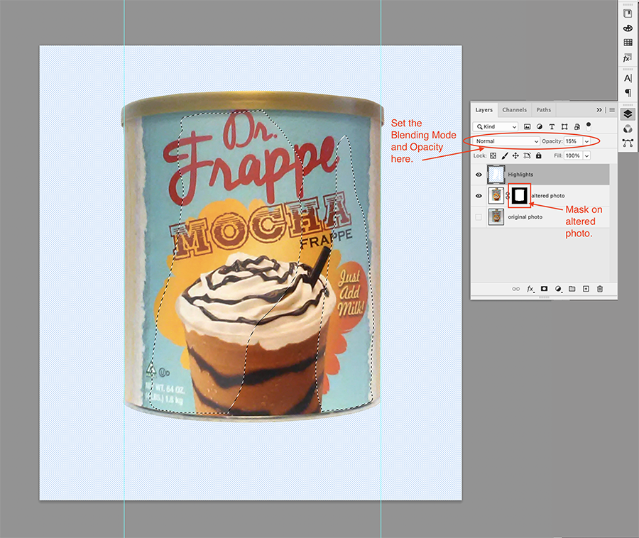 Paint in some highlights on your Photo Mockup.