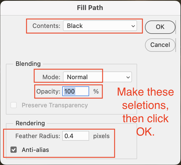 Fill Path Dialog Box