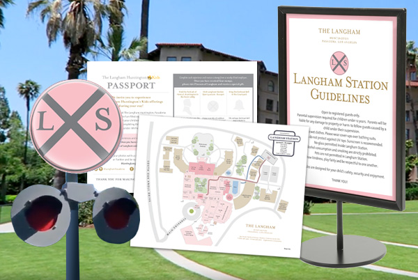 Signs, Hand-drawn Property Map for The Langham Huntington, Pasadena