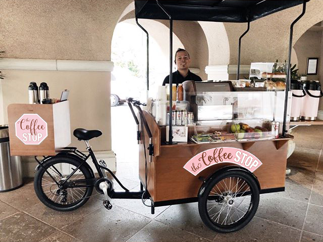 Stickers placed on the Coffee Cart for The Langham Huntington, Pasadena